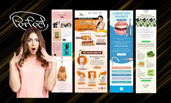 design branded canva email newsletters and set them up via hubspot, klaviyo, etc