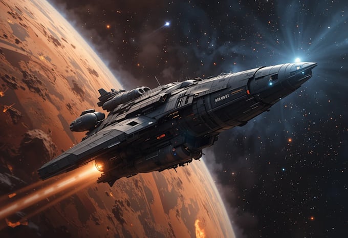 illustrate a sci fi spaceship art