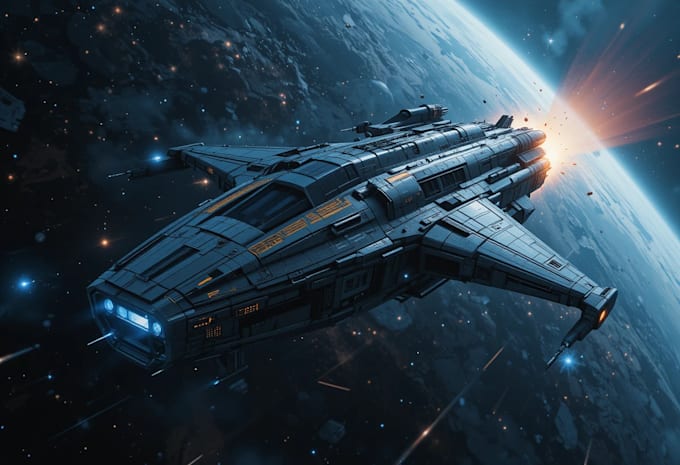 draw a sci fi spaceship art