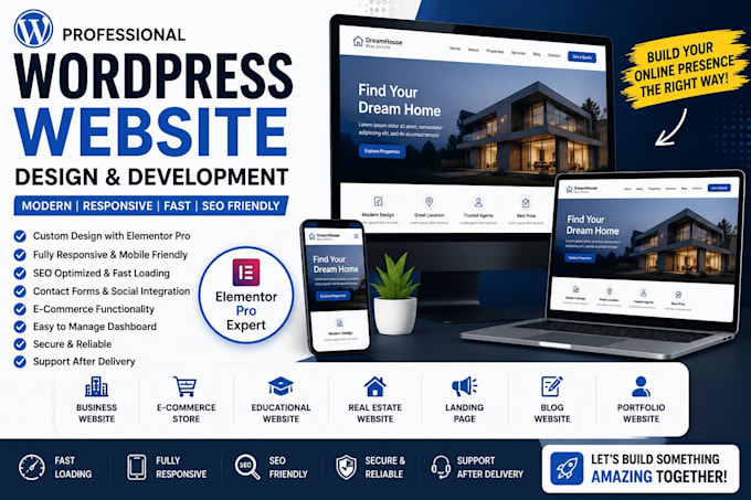design a modern responsive website using elementor pro