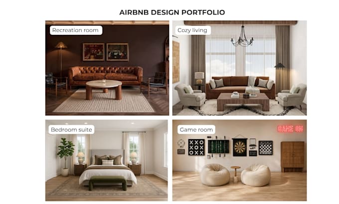 create a professional airbnb interior design for your rental