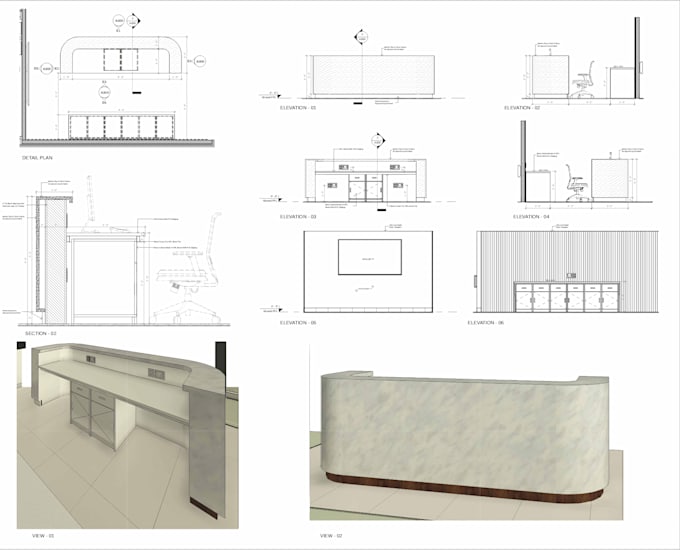 autocad interior design, shop and construction drawings, ready to construct