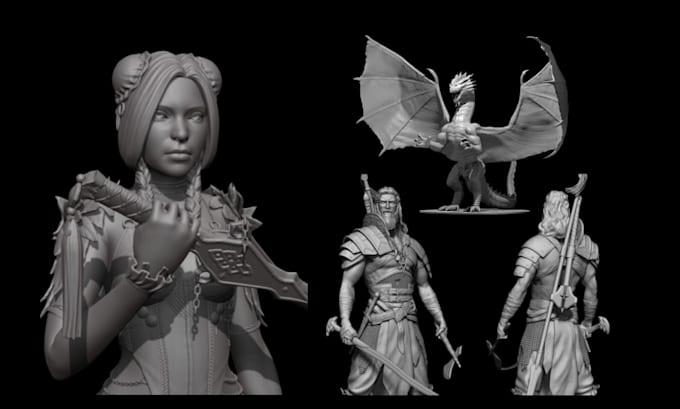 Sculpt character, statue, diorama, miniature dnd figure 3d model for 3d ...
