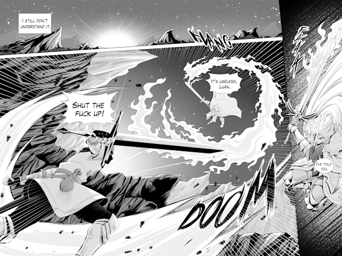write a unique script for your dark fantasy manga   world
