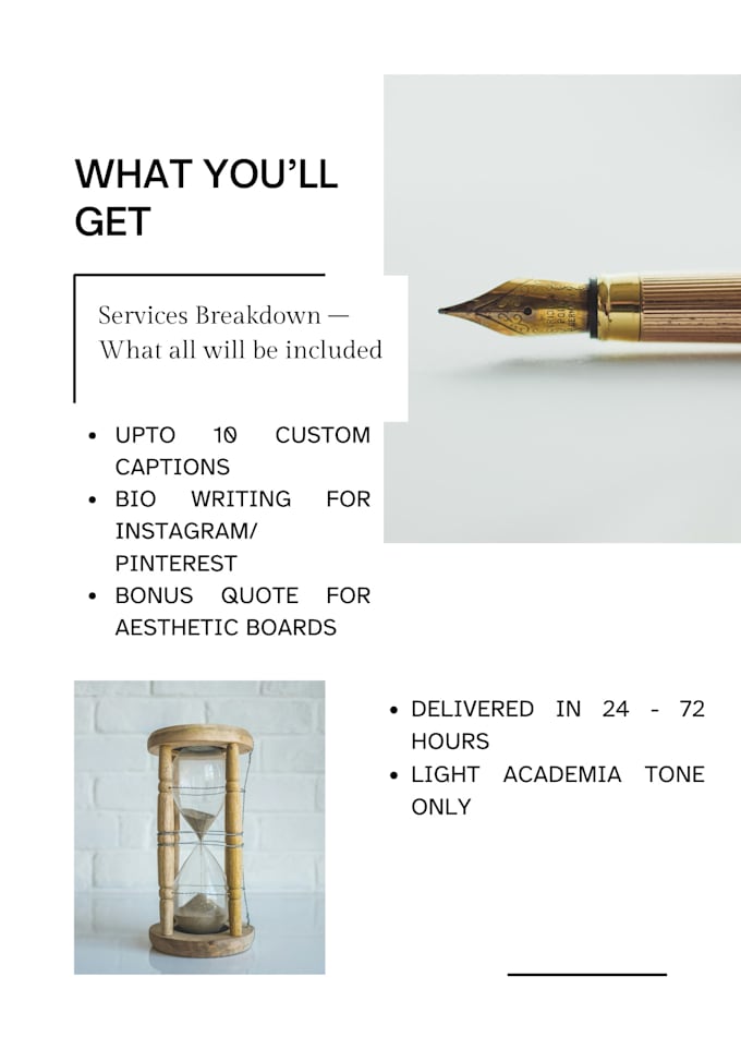 write aesthetic pinterest style captions or bios in a light academia tone