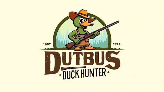 design creative luxury duck hunter mascot logo in 12 hours