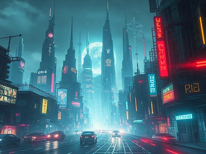 Draw illustration of futuristic cyberpunk city by Eraconald | Fiverr