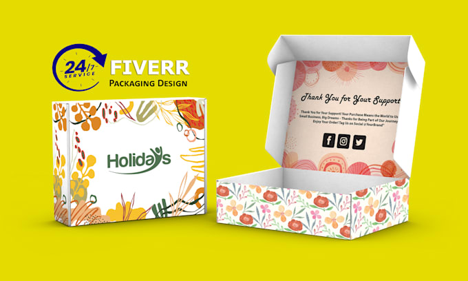 design a mailer box, subscription box, and bottle packaging with a 3d mockup