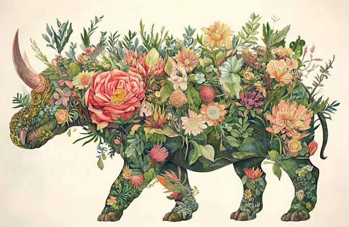 draw an animal and botanical illustration