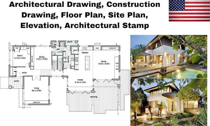 Draw and stamp architectural floor plan site plan elevation for city ...