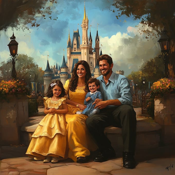 design a professional disney family portrait