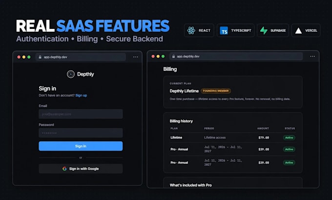 build a react supabase web app with authentication and dashboard