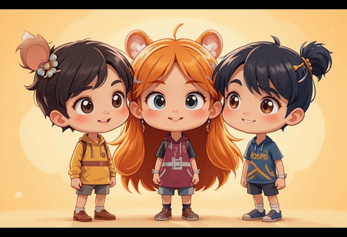design cute vector cartoon characters for animation