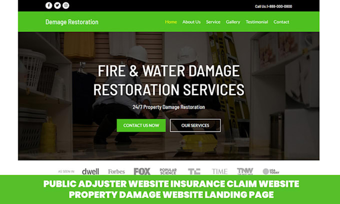build public adjuster website insurance claim website property damage website