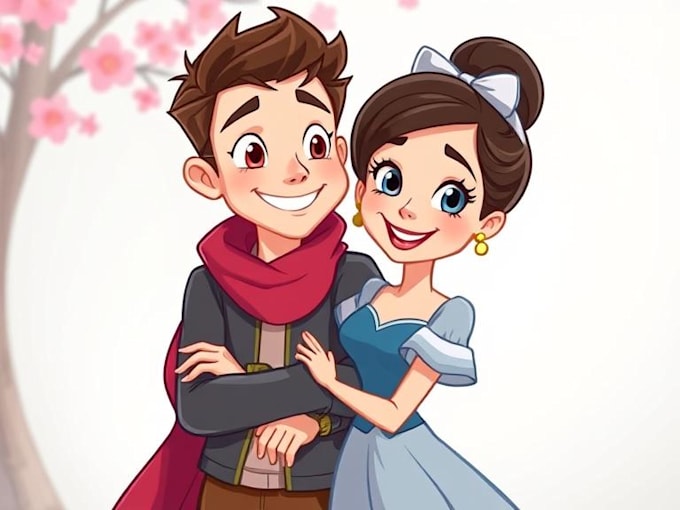 make cartoon disney couple portrait