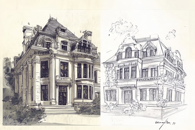 draw architectural sketches exterior