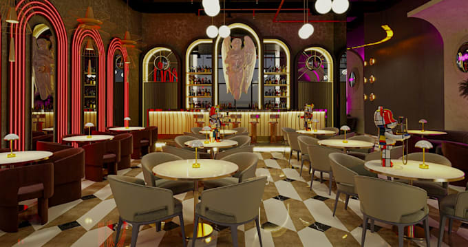 render interior restaurant design,hookah bar,pubs,eatery render,event hall,zwcad