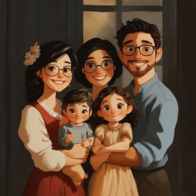 design a professional disney family portrait