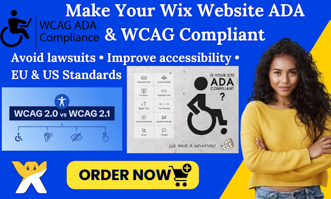 add wcag accessibility, ada compliance to your wix website, shopify, wordpress