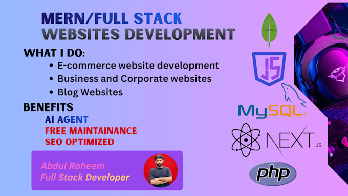 build custom website in nextjs, reactjs as full stack web developer