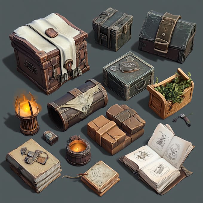 draw delightful 2d game icons props assets and objects