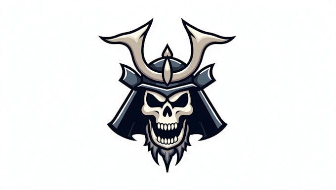 do samurai skull head mascot logo design with company
