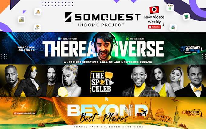design an outstanding youtube banner and logo