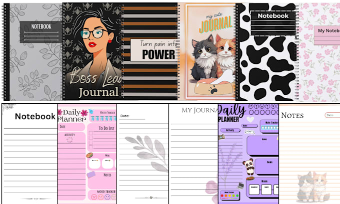minimalist journal planner notebook cover and interior for KDP