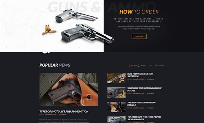 build squarespace gun website firearms website ammution website accessories site