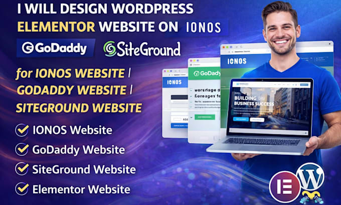 design wordpress elementor website on ionos godaddy siteground