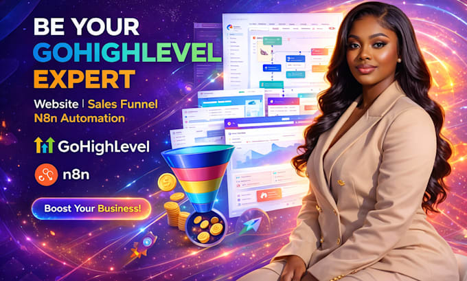 be your gohighlevel expert, go high level website, sales funnel, n8n automation