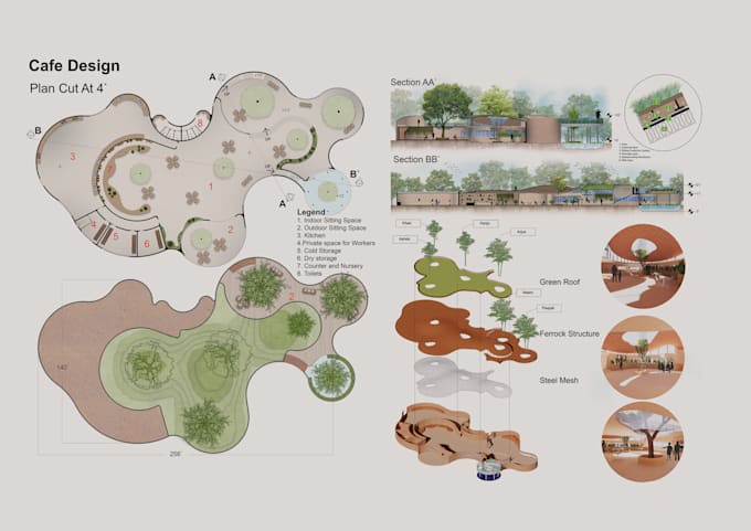 render master plan , floor plans and sections on photoshop