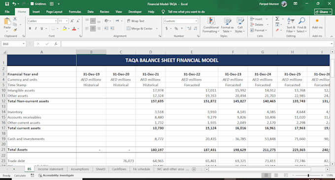 prepare excel financial model, valuation and projections of financial statements