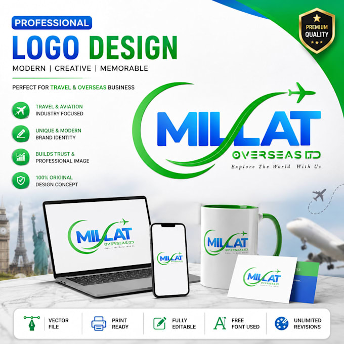 make modern, minimalist and premium logo design