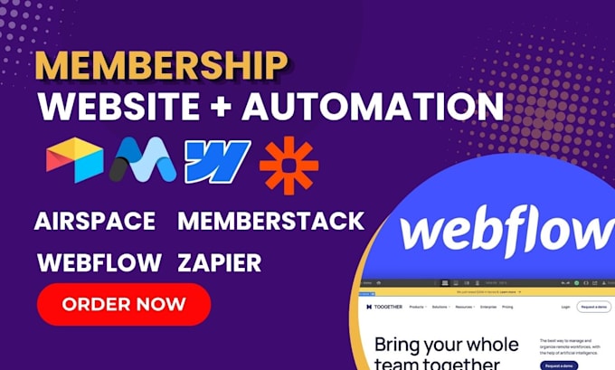 build webflow membership website with memberstack, airtable, zapier automation