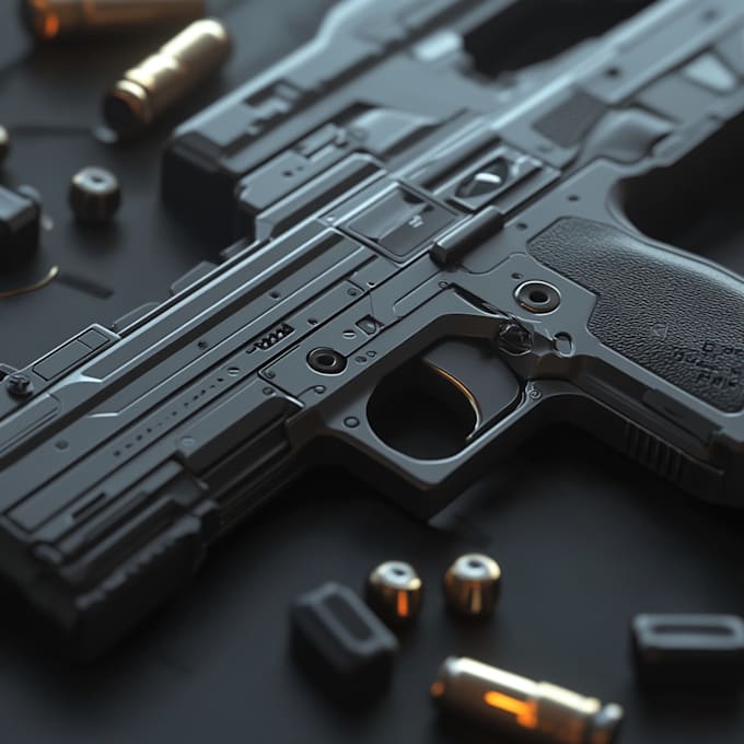 draw detailed 3d weapons with an epic style