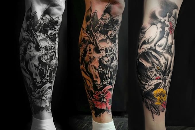 create a tattoo design for leg sleeve