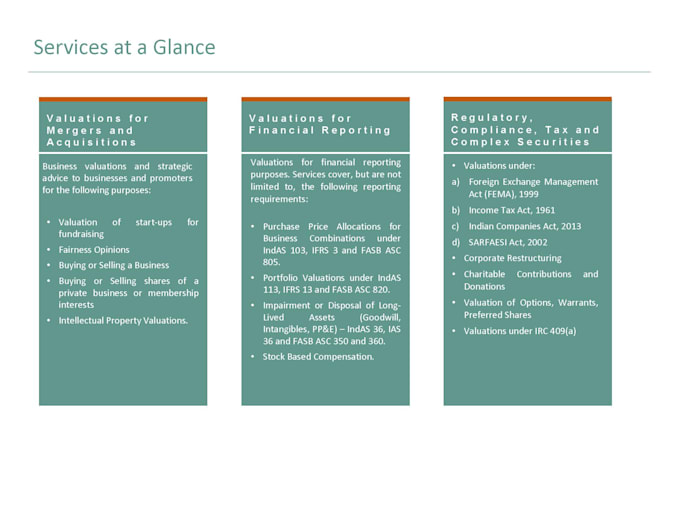 provide business valuation and financial modeling