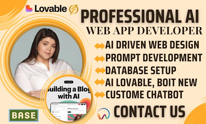 develop ai chat bot loveable saas  and ai bot app website landing page form page