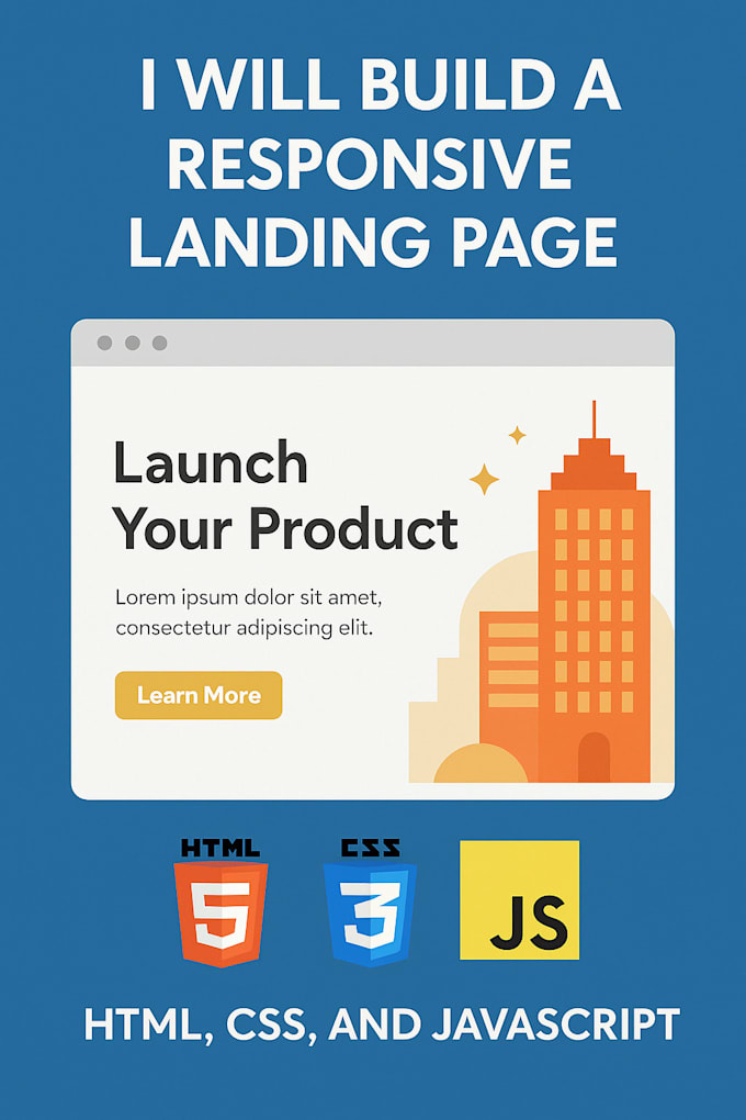 build responsive landing page with HTML, CSS, and javascript