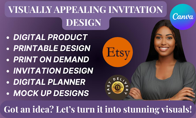 design editable birthday card, digital invitation canva templates for etsy store