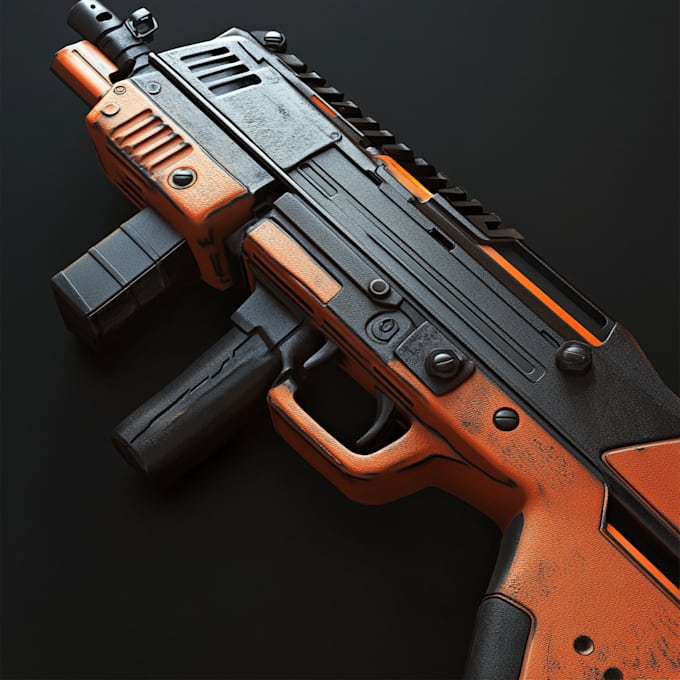 draw a 3d weapon illustration for gaming
