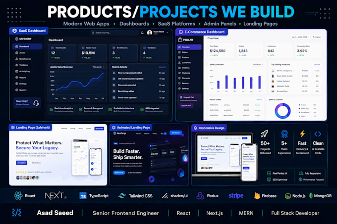 develop web apps with react js, next js and tailwind CSS