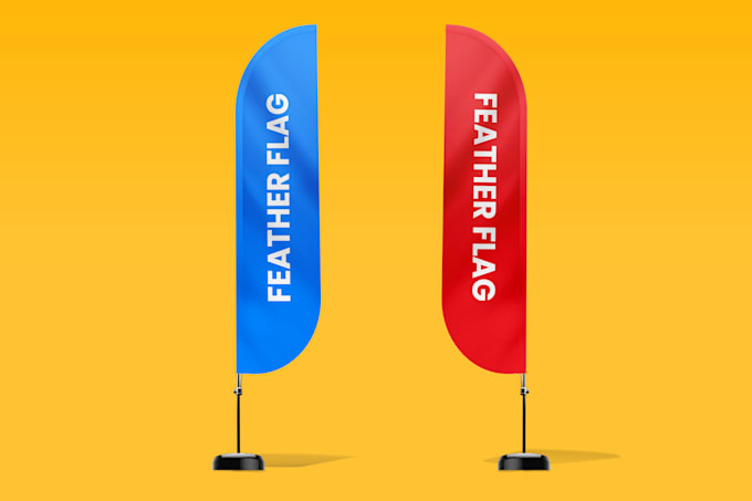design premium feather, teardrop and bow flags