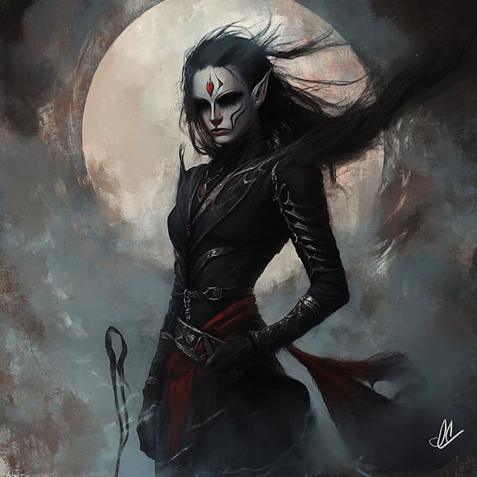 draw dark fantasy character illustration