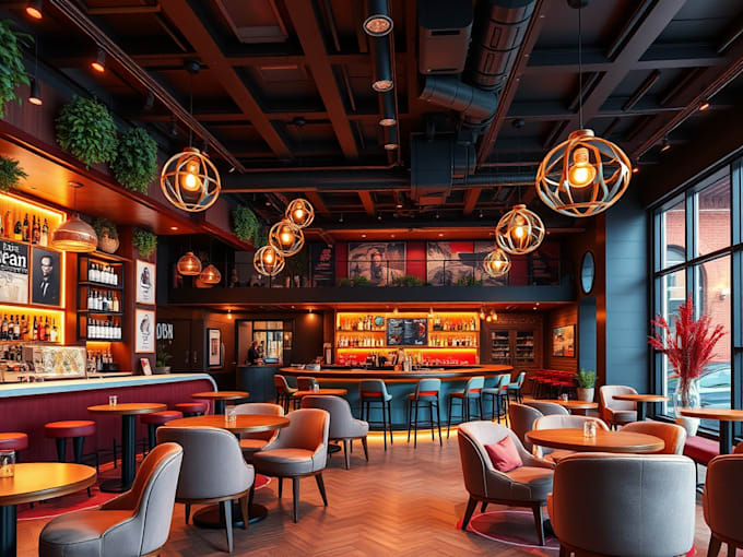 Redesign 3d bar coffee restaurant, night club interior design 3d model ...