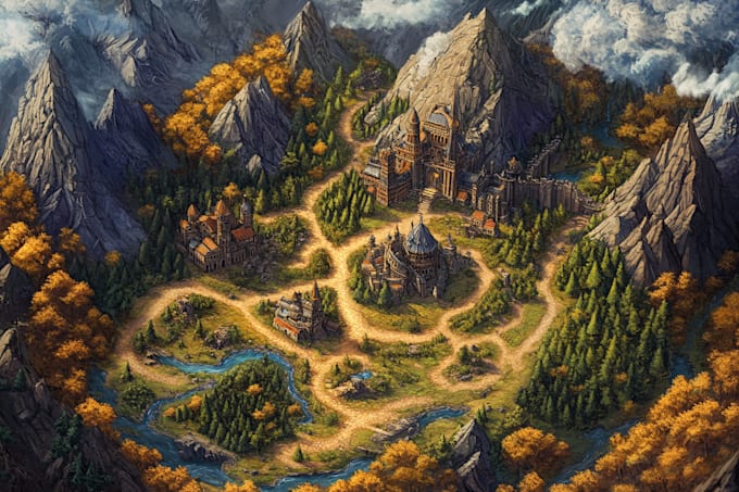 create event, tourist, and fantasy map illustration