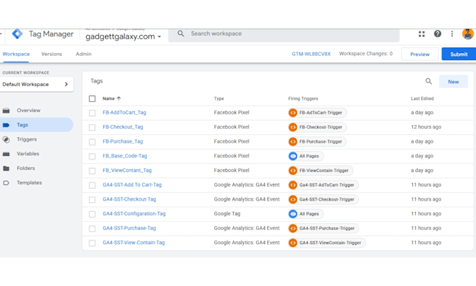 set up google tag manager for ga4, conversion tracking, and server side tracking