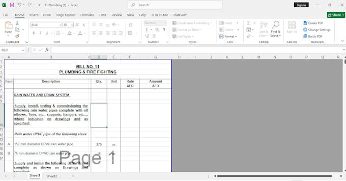 do professional quantity takeoff and prepare bill of quantities