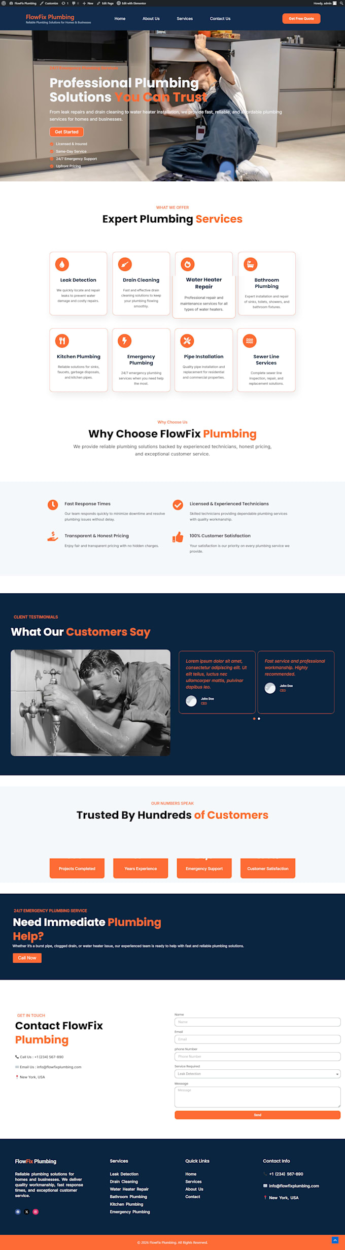 create handyman or plumbing website in wordpress